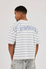 Boxy Stripe Logo T-Shirt - Off White