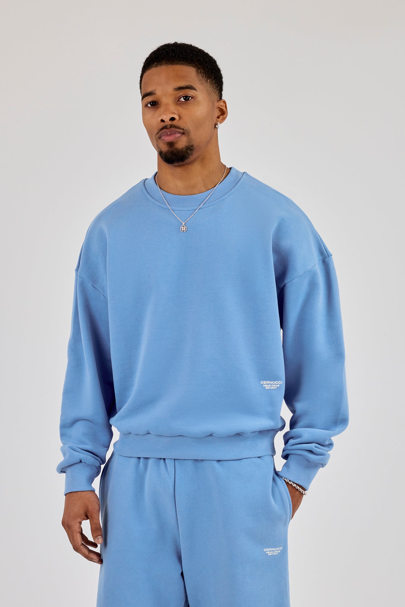 Sweater With Micro Branding - Riviera Blue
