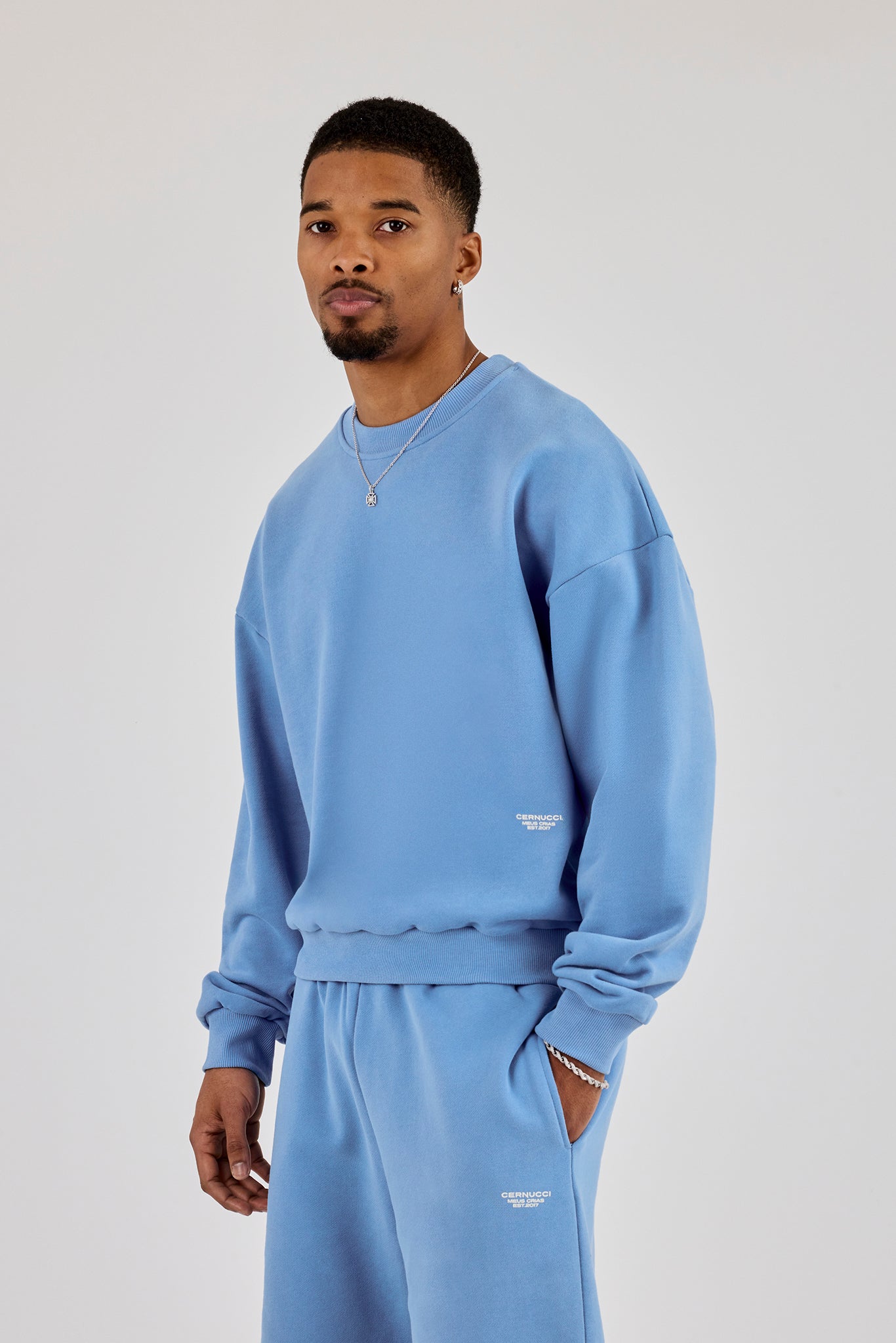 Sweater With Micro Branding - Riviera Blue