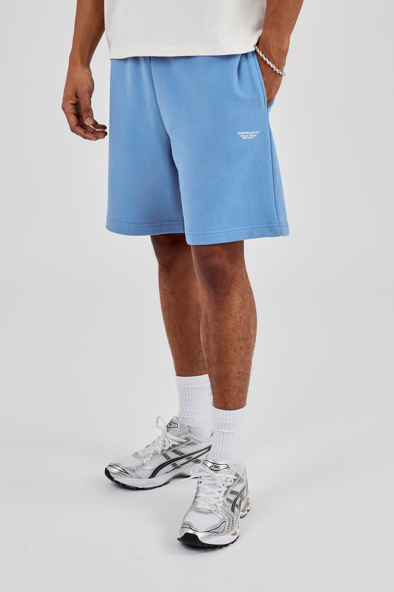 Relaxed Jersey Short With Micro Branding - Riviera Blue
