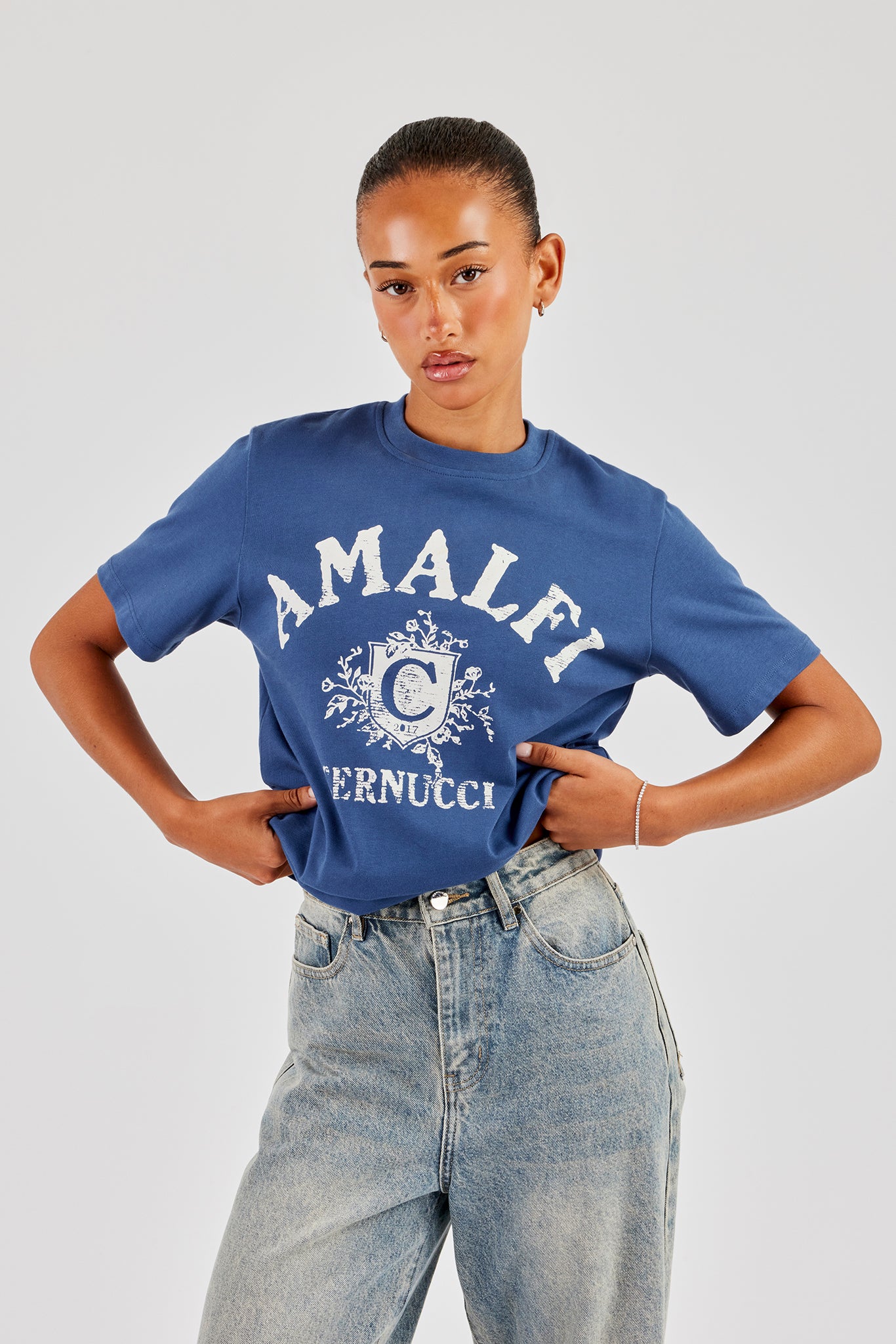 Amalfi Print Regular T-Shirt - Navy Blue