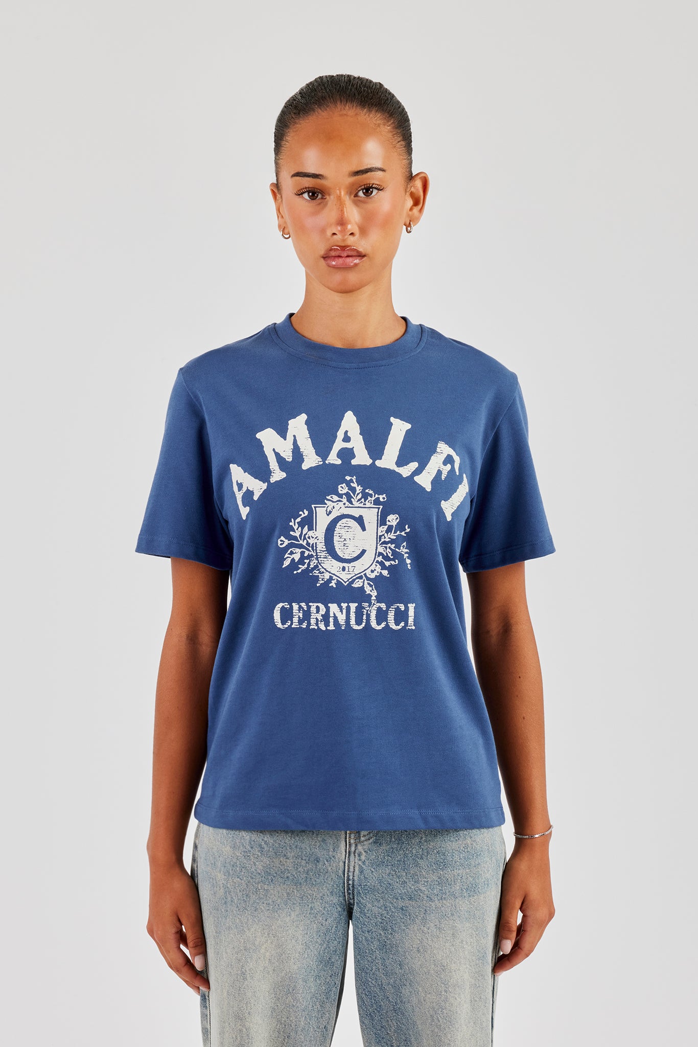 Amalfi Print Regular T-Shirt - Navy Blue