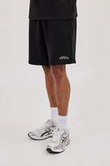 Regular Fit Puff Print T-Shirt & Relaxed Shorts - Black
