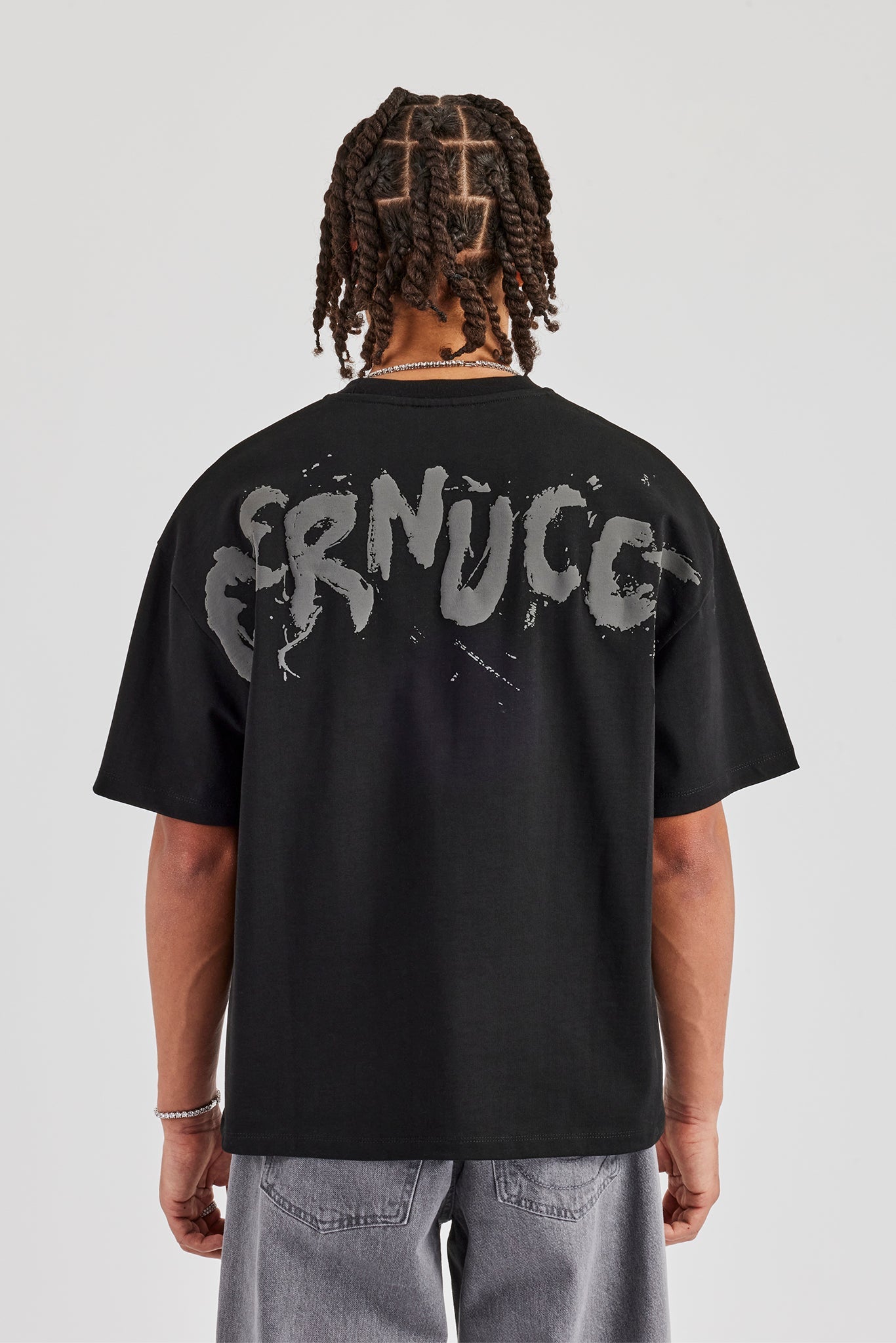 Regular Back Puff Print T-Shirt - Black