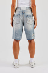 Distressed Paint Splatter Jort - Antique Wash