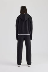 Boxy Raglan Embroidered Zip Through Tracksuit - Black