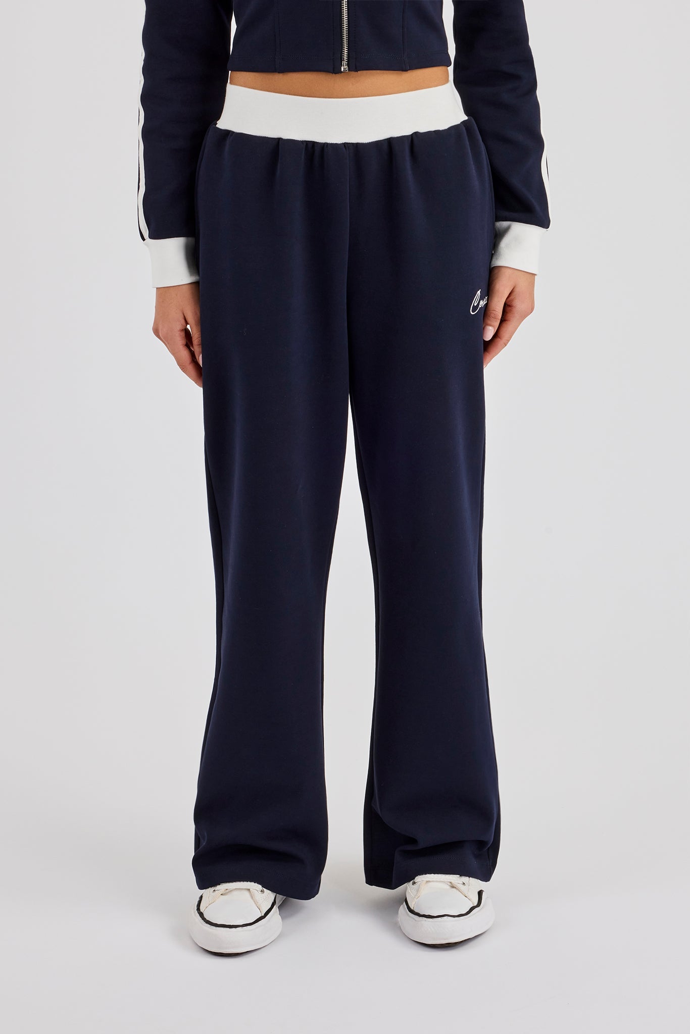 Soft Touch Wide Leg Jogger - Navy Blue