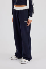 Soft Touch Wide Leg Jogger - Navy Blue