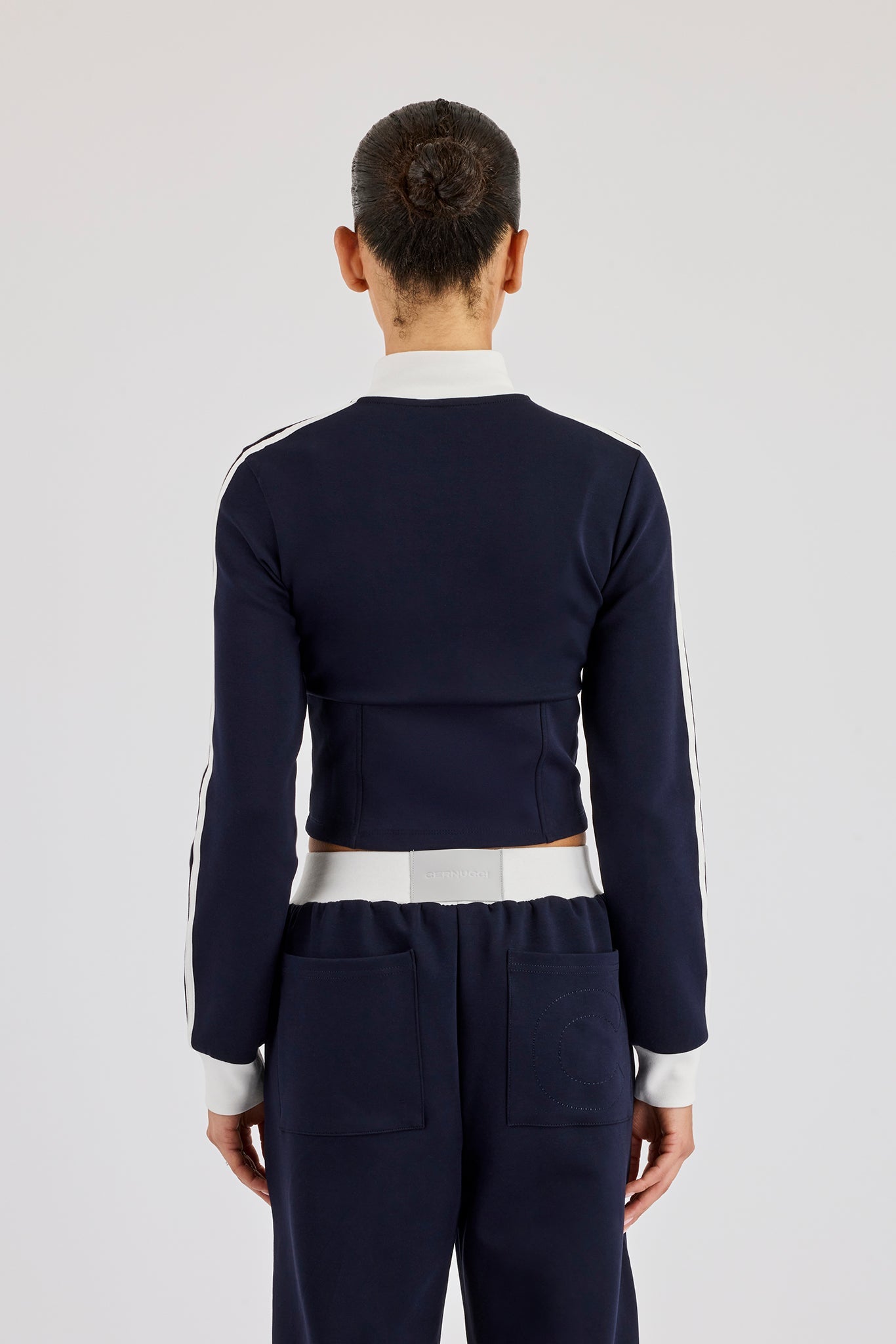 Soft Touch Fitted Zip Through Track Top - Navy Blue