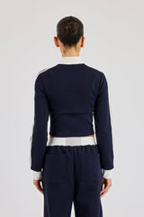 Soft Touch Fitted Zip Through Track Top - Navy Blue