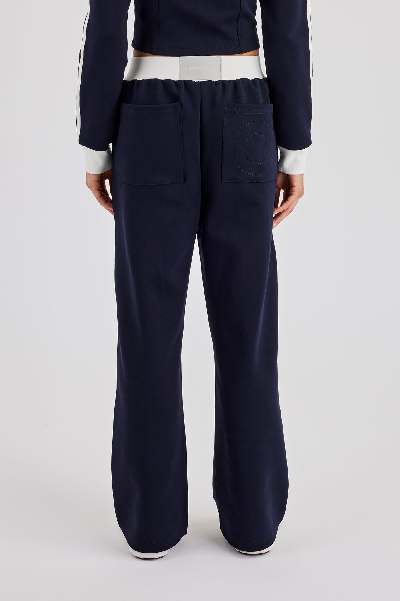 Soft Touch Wide Leg Jogger - Navy Blue