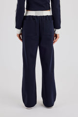 Soft Touch Wide Leg Jogger - Navy Blue