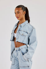 Super Cropped Denim Jacket - Light Blue