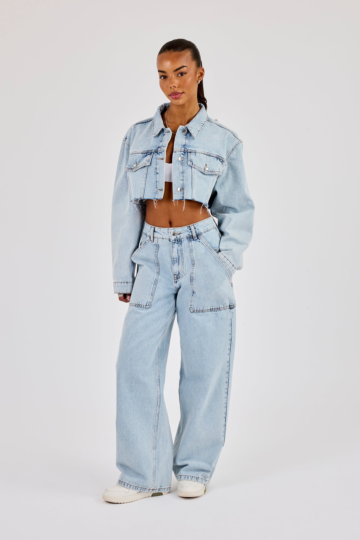 Super Cropped Denim Jacket - Light Blue