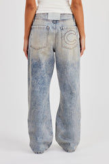 Mid Rise Relaxed Low Waistbandless Jean - Antique Wash