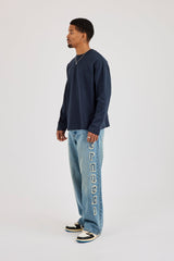 Long Sleeve Embroidered T-Shirt - Navy