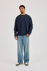 Long Sleeve Embroidered T-Shirt - Navy