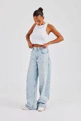 Distressed Paint Splatter Jean - Ice Blue