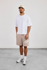 Relaxed Logo Print Jersey Short - Stone