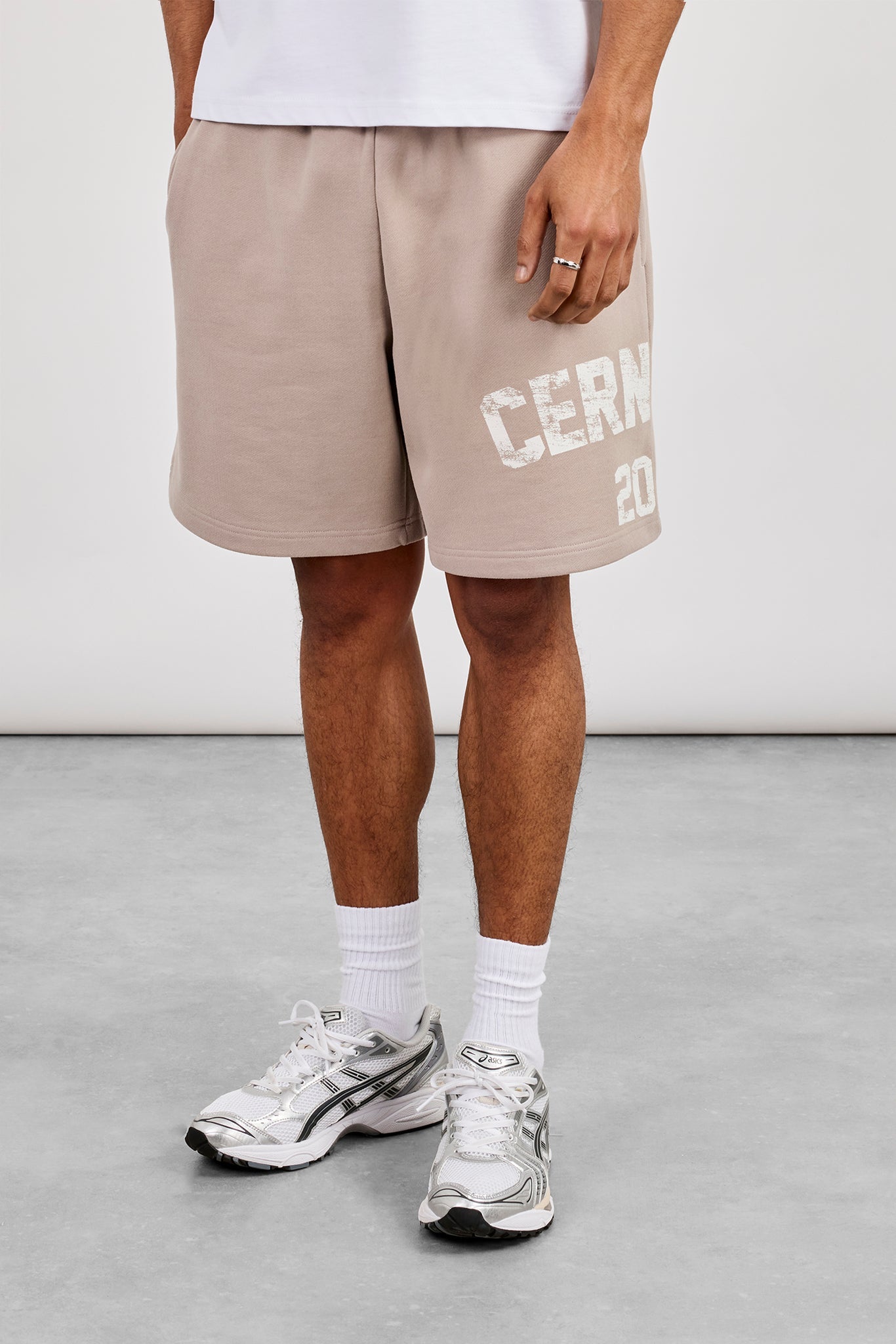 Relaxed Logo Print Jersey Short - Stone