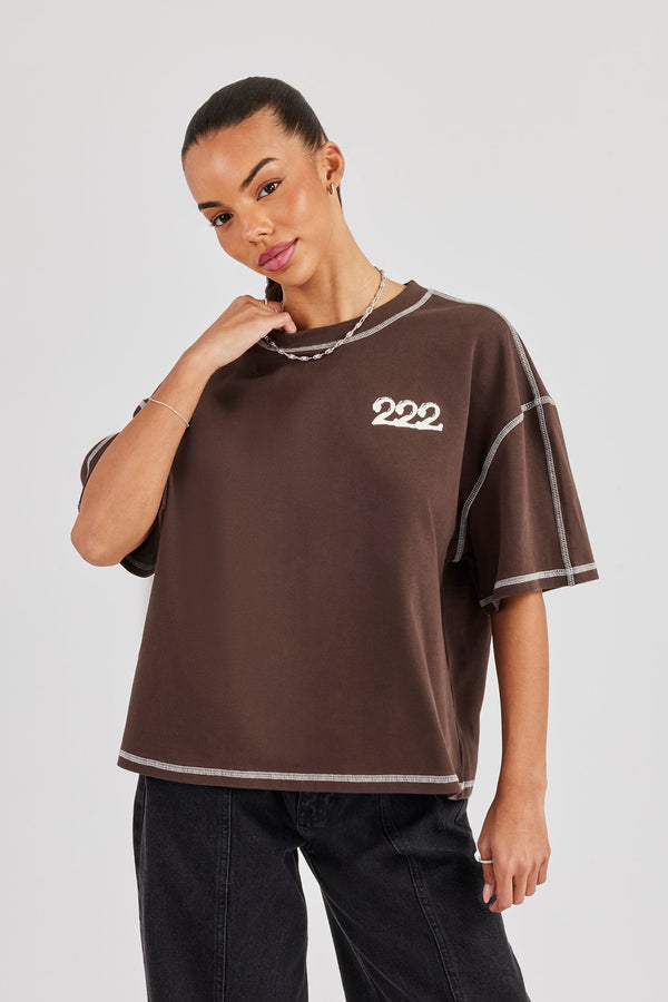 222 Cherub Oversized T-Shirt - Chocolate