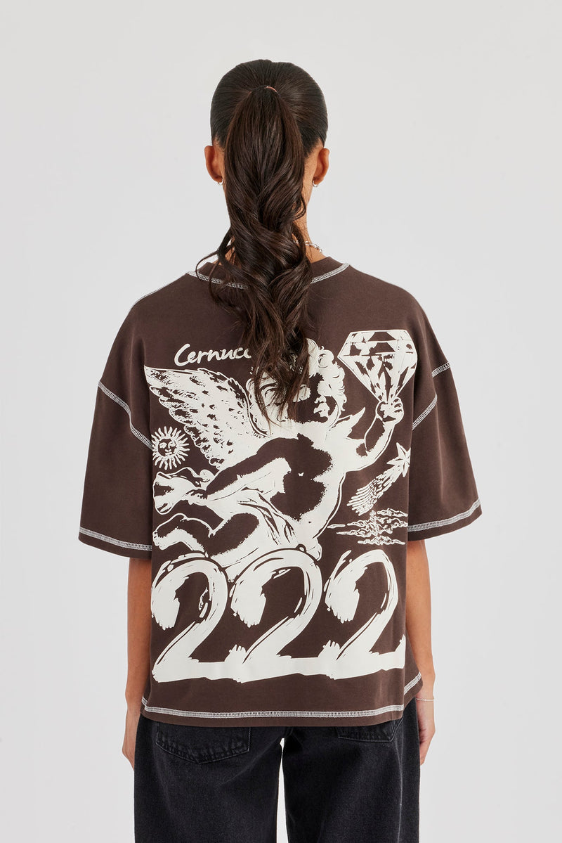222 Cherub Oversized T-Shirt - Chocolate