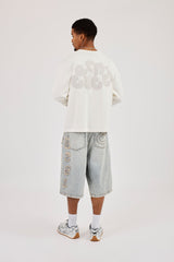 Long Sleeve Chain Stitch T-Shirt - Off White