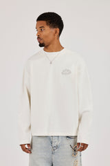 Long Sleeve Chain Stitch T-Shirt - Off White