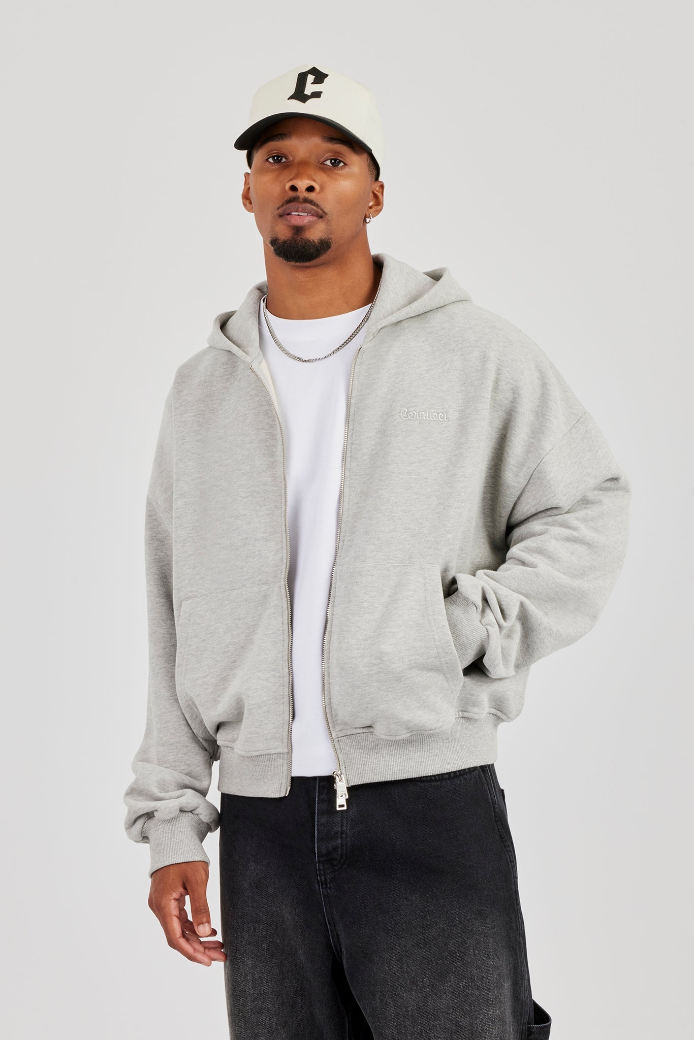 Zip Hoodie - Grey Marl