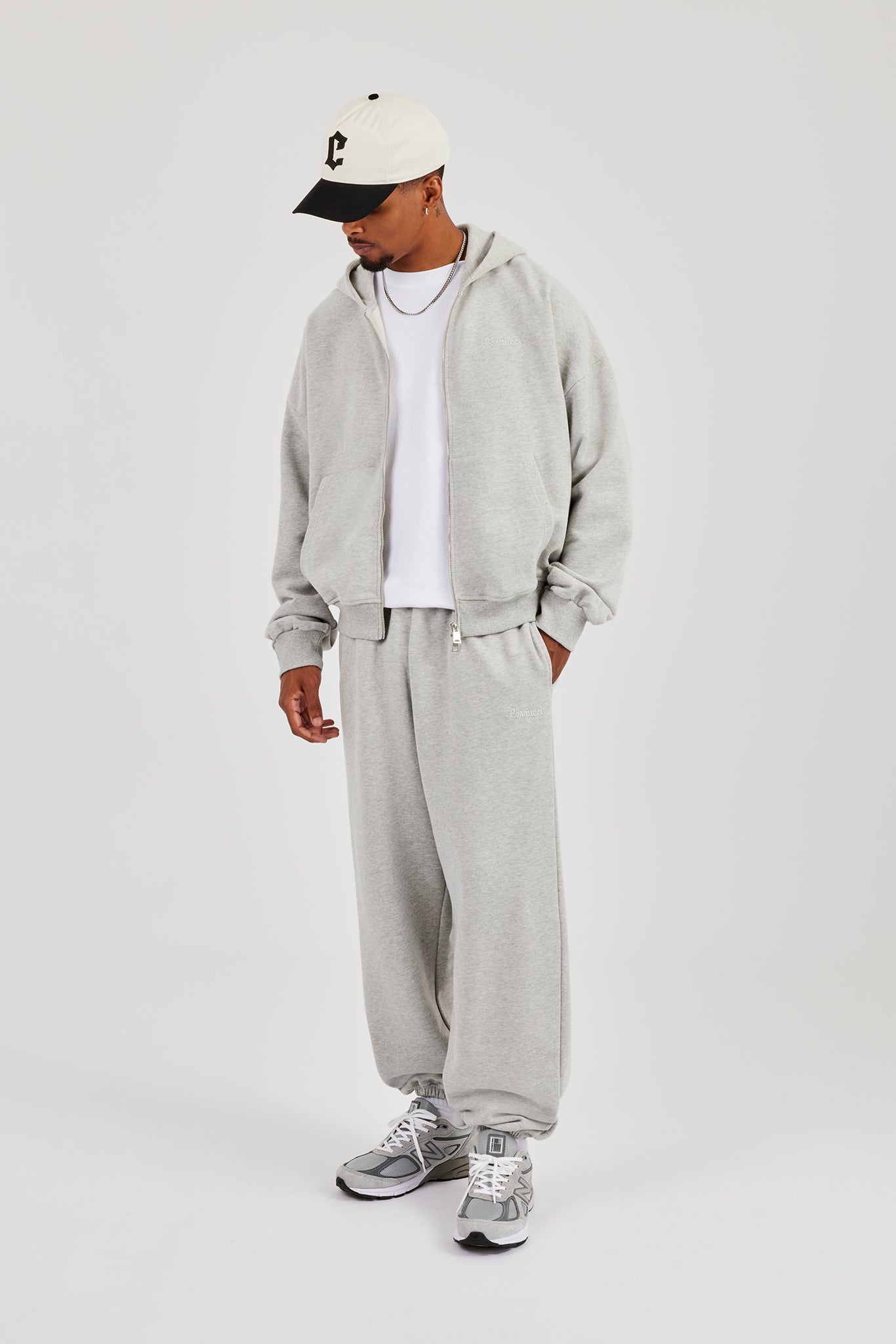 Zip Hoodie & Cuffed Jogger - Grey Marl