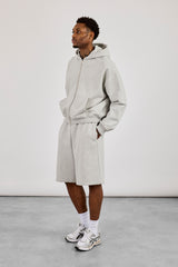 Embroidered Jersey Jort - Grey Marl