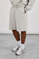 Embroidered Jersey Jort - Grey Marl