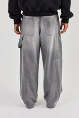Super Baggy Carpenter Detail Jeans - Washed Grey