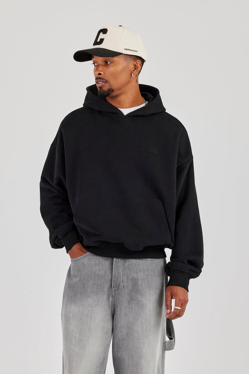 Mens Boxy Hoodie - Black