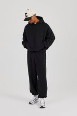 Boxy Hoodie & Cuffed Jogger - Black