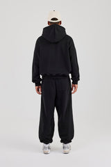 Boxy Hoodie & Cuffed Jogger - Black