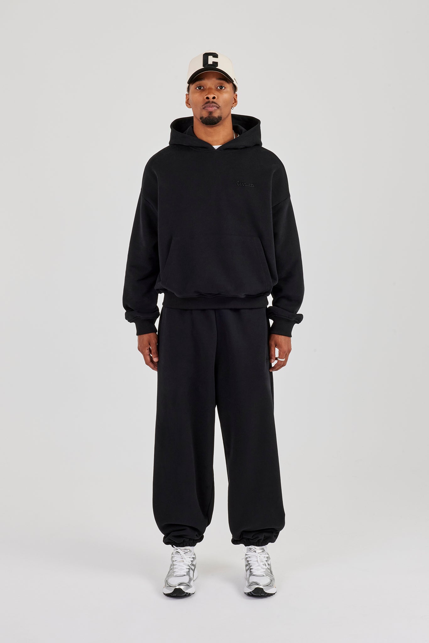 Boxy Hoodie & Cuffed Jogger - Black