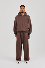 Boxy Hoodie & Baggy Fit Jogger - Coffee