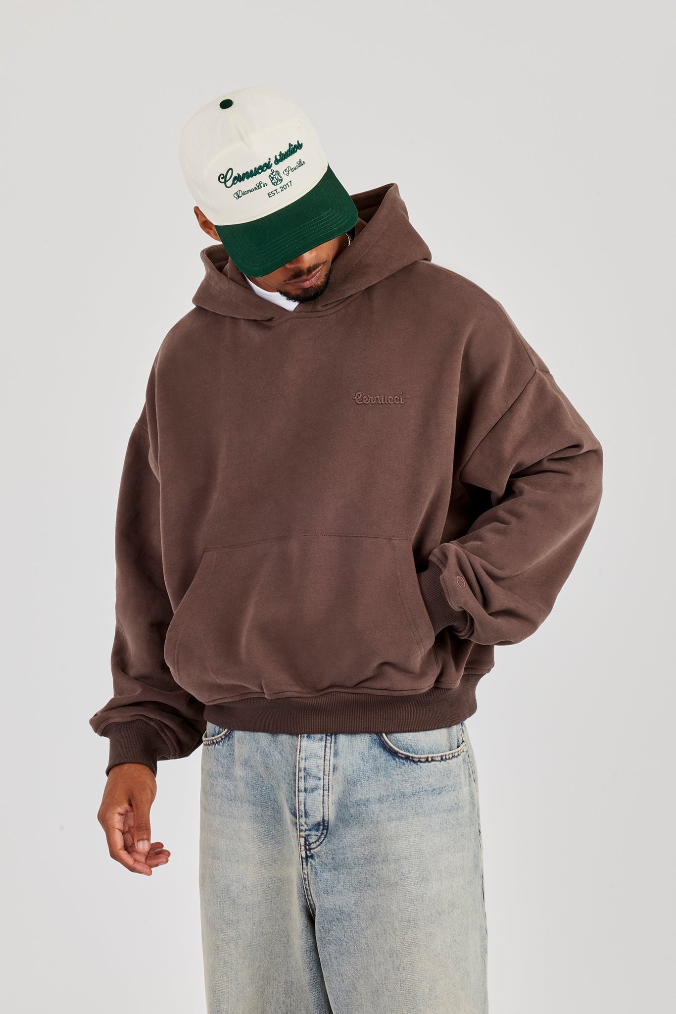 Mens Boxy Hoodie - Coffee