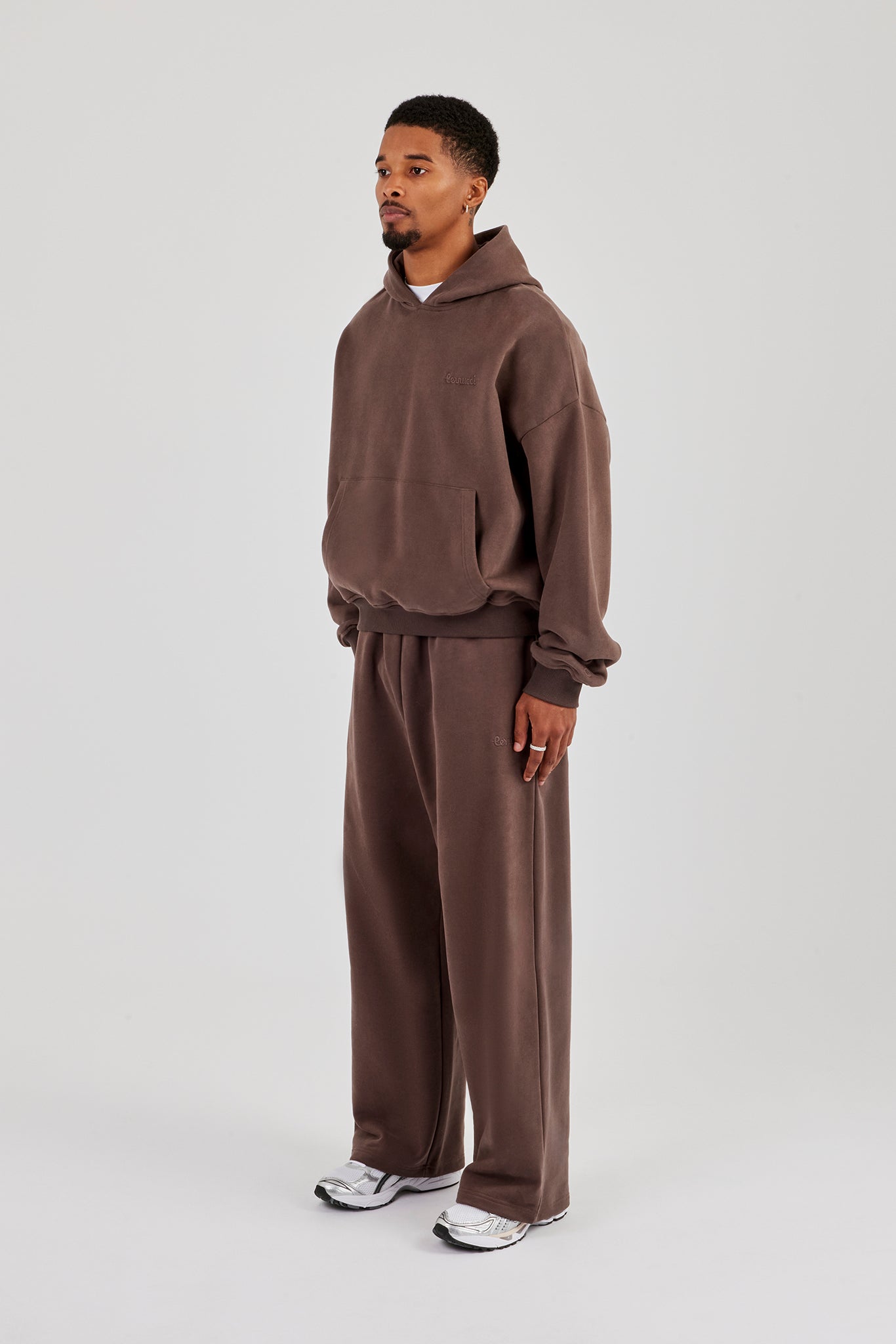 Boxy Hoodie & Baggy Fit Jogger - Coffee