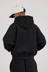 Boxy Hoodie & Relaxed Jersey Short  - Black