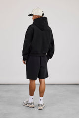 Boxy Hoodie & Relaxed Jersey Short  - Black
