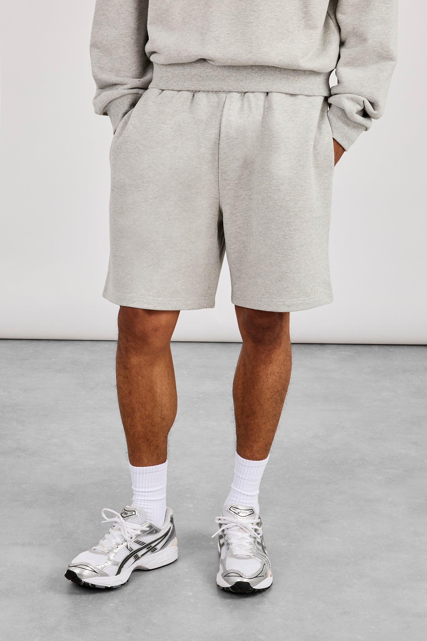 Sweater & Relaxed Jersey Short  - Grey Marl