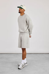 Sweater & Relaxed Jersey Short  - Grey Marl