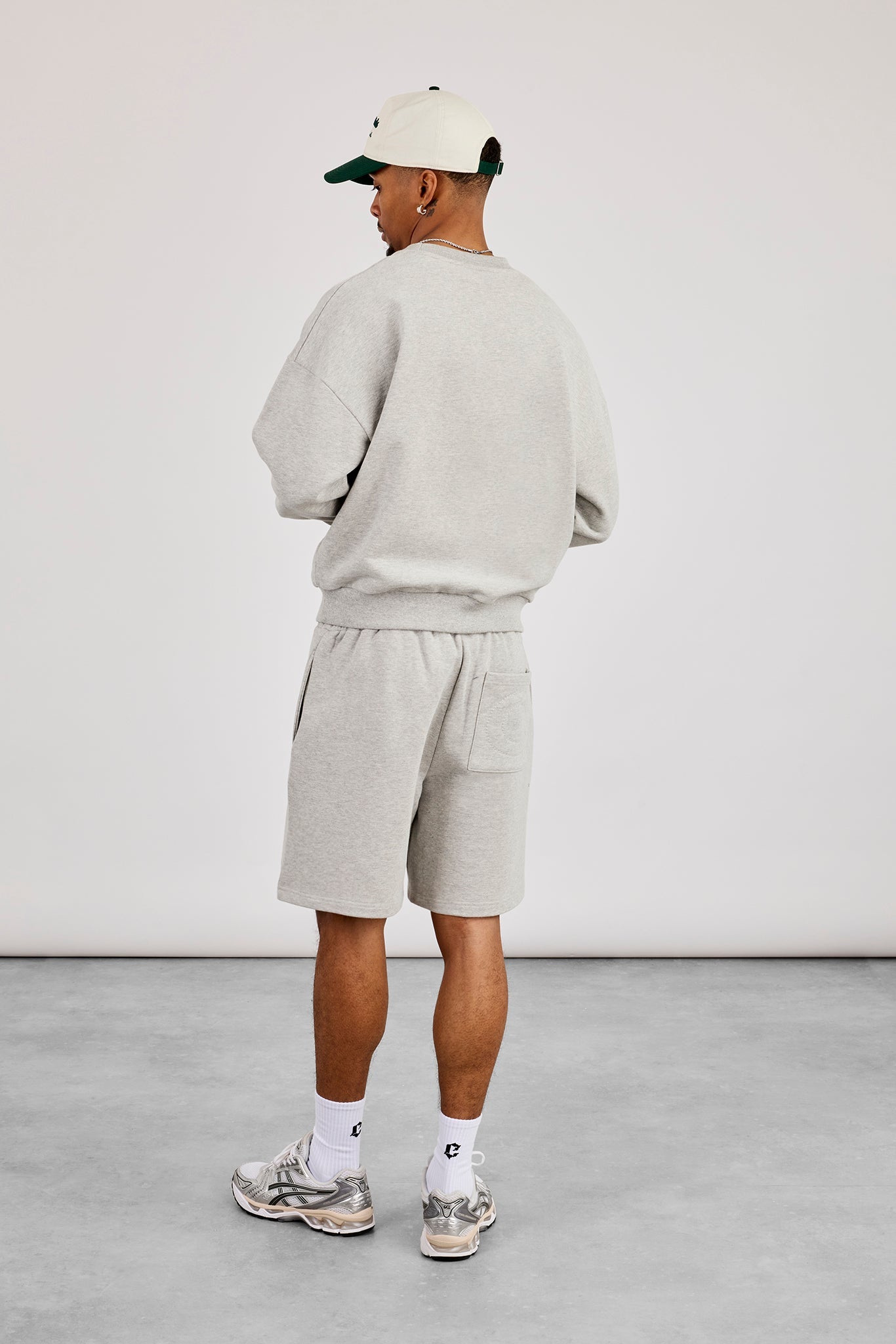 Sweater & Relaxed Jersey Short  - Grey Marl