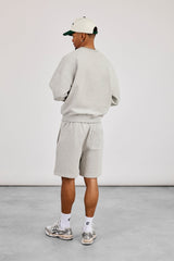 Sweater & Relaxed Jersey Short  - Grey Marl