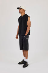 Logo Embroidered Tank - Black