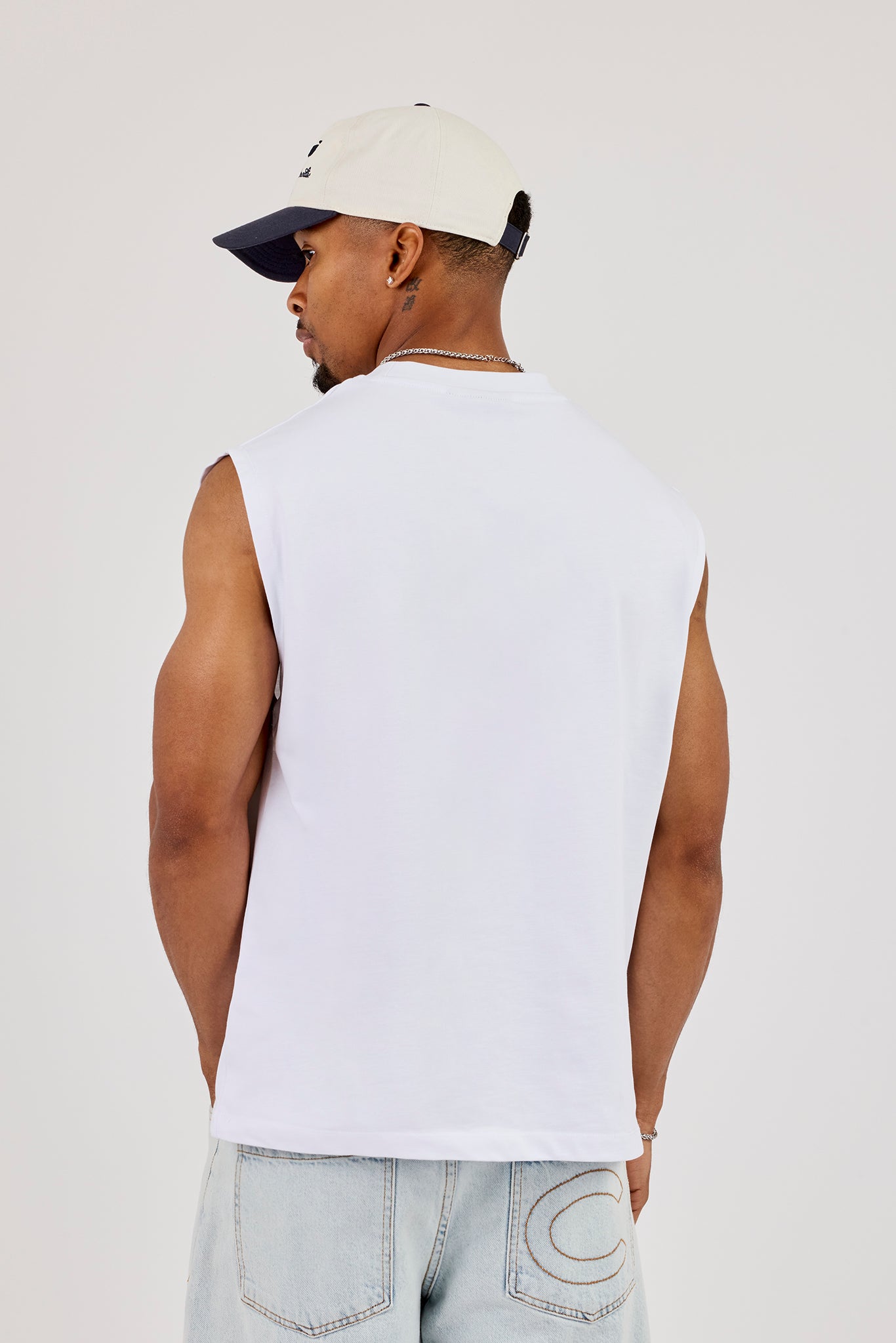 Logo Embroidered Tank - White