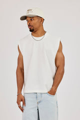 Waffle Embroidered Tank - Off White