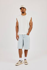 Waffle Embroidered Tank - Off White